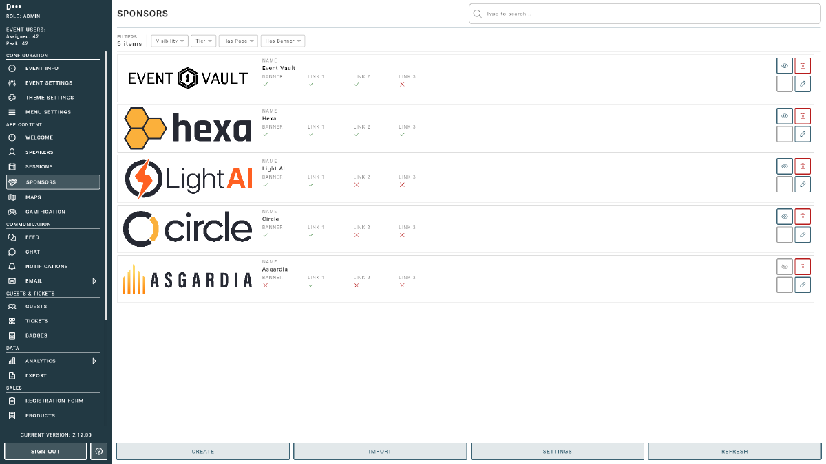 Sponsor Management Example