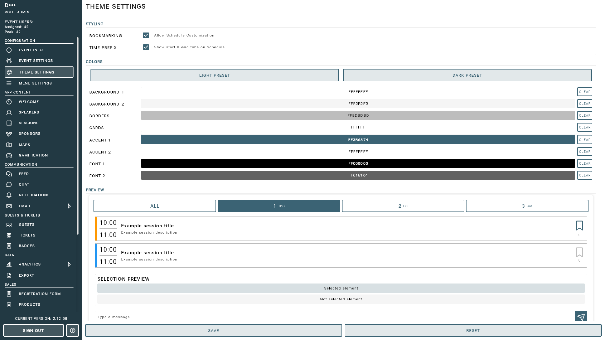 Customizable Theme Menu Example